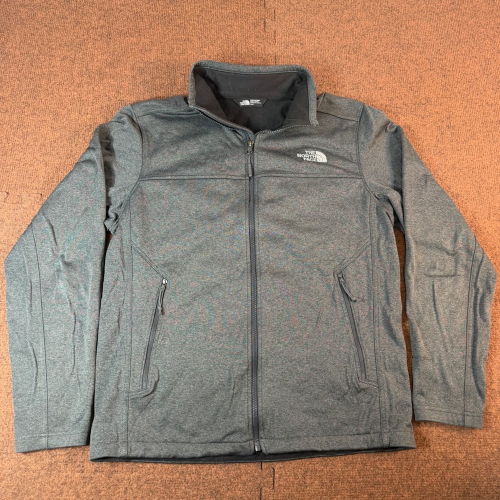 The North Face Mens Full Zip Jacket Gray Heather Fleece Layer Size M 2932